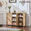 Buffet avec rangement, crédence en forme d'arc de 46 po avec 3 portes et tablettes réglables, armoire à café de style Mid-Century pour la cuisine, le salon et le vestibule-618915677-604780559