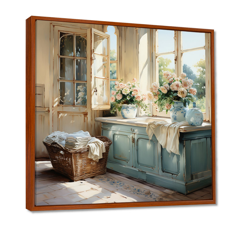 Laundry Room French Vintage I - Laundry Wall Art, H 16 po x l 16 po, Reproduction avec cadre flottant, Brun