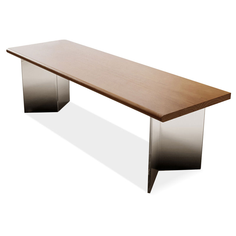 Bureau rectangulaire brun en bois massif, H 29,53 po x l 94,49 po x P 27,56 po