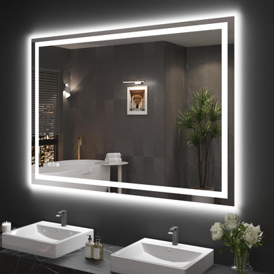 Miroir de salle de bain à DEL avec anti-buée, rétro-éclairé et miroirs de salle de bain éclairés