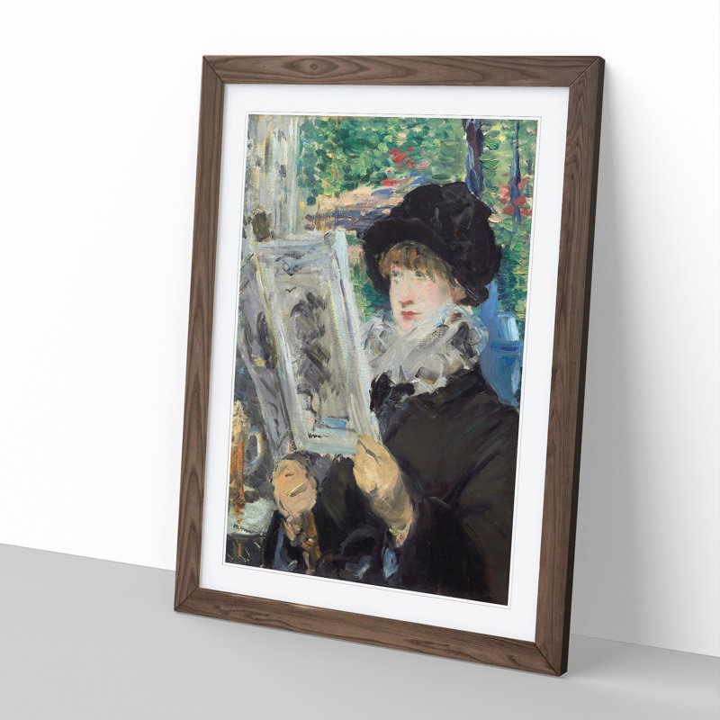 Woman Reading by Edouard Manet - Picture Frame Painting, 48cm H x 36cm W x 2cm D, Walnut Framed