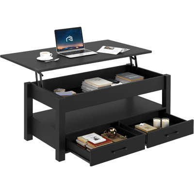Coffee Table, 47.2"" Lift Top Coffee Table with Drawers and Hidden Compartment -  Ebern Designs, CCB986CECDDA459092E649103C8BE9D4