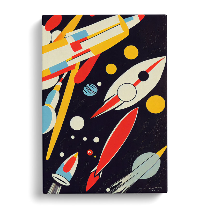 Abstract Spaceship Rocket Art No.3 - Wrapped Canvas, 50cm H x 35cm W x 3cm D