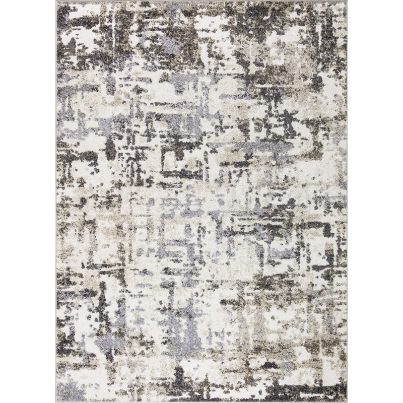 Tapis ivoire / gris Roseman, Rectangle 5 pi 3 po x 7 pi 3 po