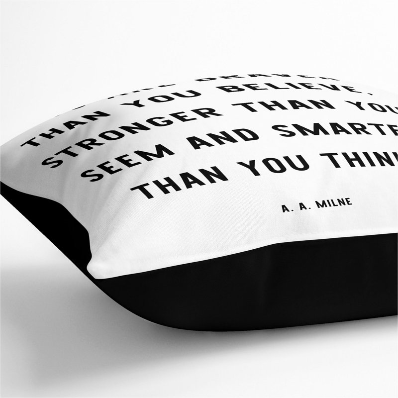 Braver Than You Believe Square Throw Cushion, 40cm H x 40cm W x 15cm D, Black