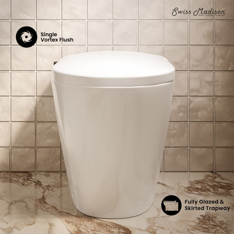 Toilette sans réservoir 12 "à chasse d'eau 1,1 GPF avec réservoir intégré et bidet manuel en blanc brillant Swiss Madison Hugo