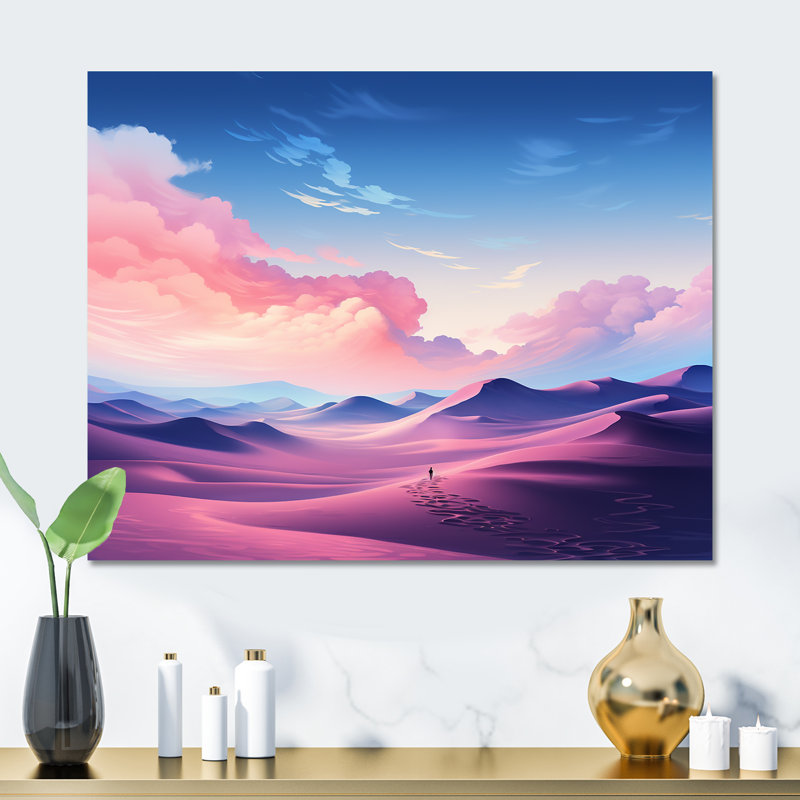 Dunes célestes roses et bleues, désert, expédition II - désert, art mural en métal, H 12 po x l 20 po x P 1 po