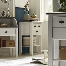 Kelly Solid Wood End Table, Stained and varnished white/Grey