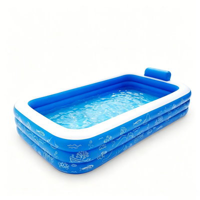 Piscine gonflable pour enfants et adultes, piscine surdimensionnée de 120 po x 67 po x 22 po pour l'extérieur, jardin, cour, bleu