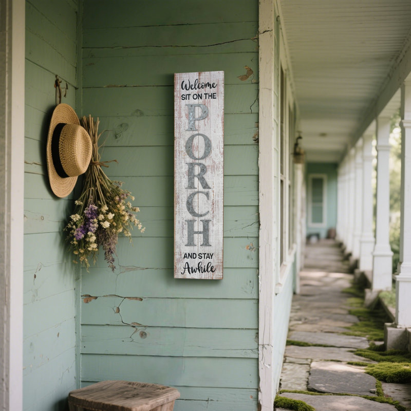 Panneau de bienvenue pour le porche, panneau de bienvenue pour l'extérieur à suspendre au mur, panneau en bois de porche, décoration murale rustique, cadeau de mariage et pendaison de crémaillère à la ferme, prêt à être accroché, 30 po x 7,5 po 