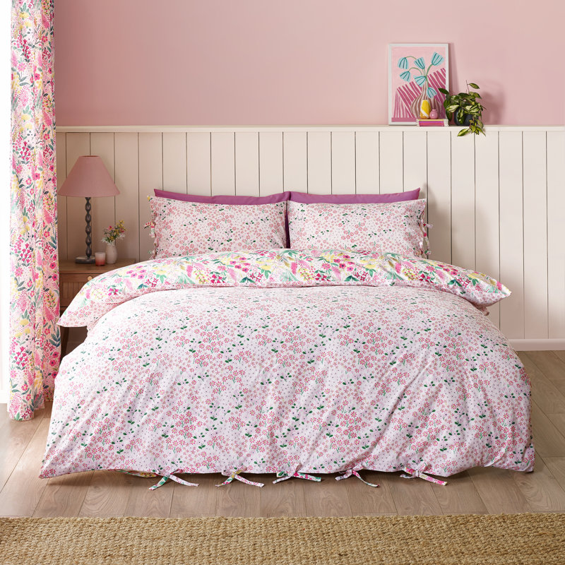 Tilly Floral Reversible Duvet Cover Set, Pink, Single Duvet Cover + 1 Standard Pillowcase