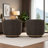 31.89" W Chenille Upholstered Channel Tufted 360° Swivel Barrel Chair with Metal Base (Set of 2)-1680232601