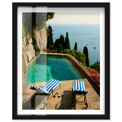 «Turquoise Terrace I Shadowbox», art côtier par Notoriart, cadre noir, H 37 po x l 31 po
