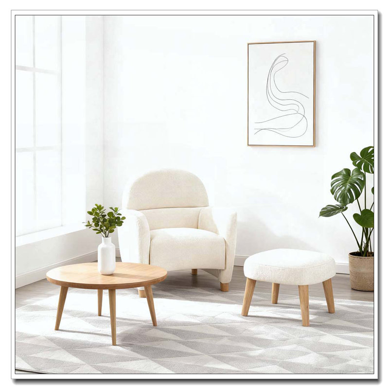 Chaise de loisir rembourrée avec repose-pieds, Blanc