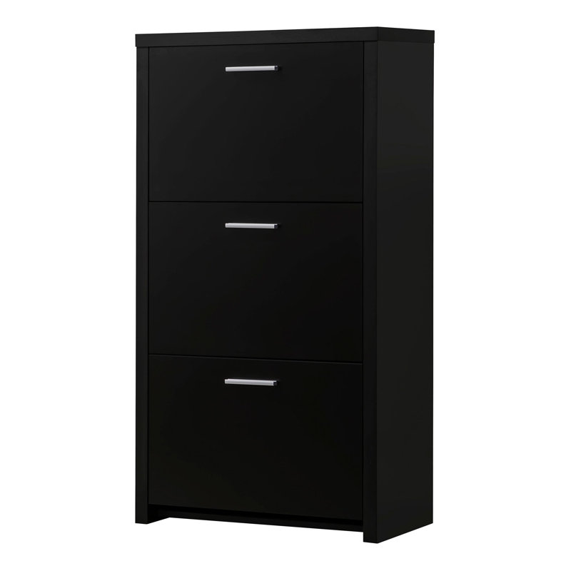 3-drawer Engineered Wood Shoe Cabinet Black
