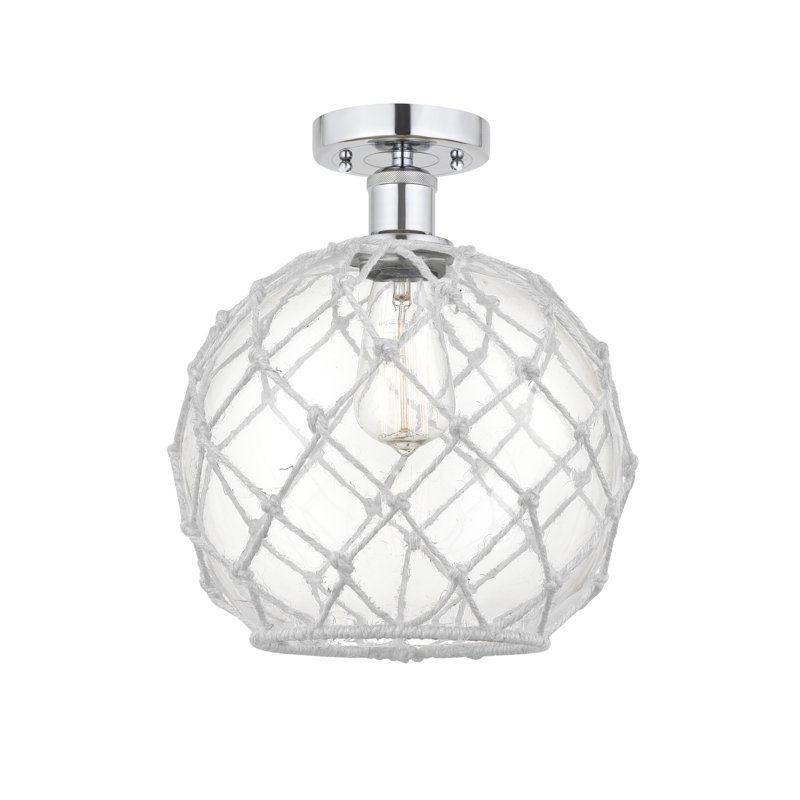 Plafonnier semi-encastré Larocque, Transparent/blanc, Chrome poli