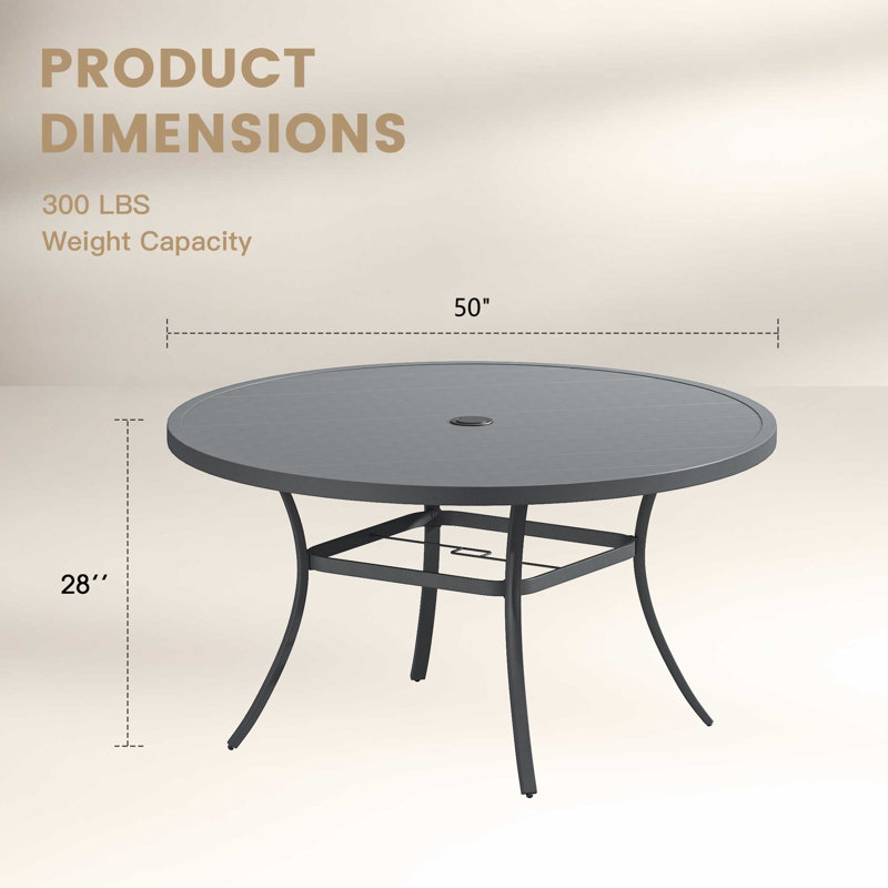 Table de salle à manger d'extérieur 50 po, Gris