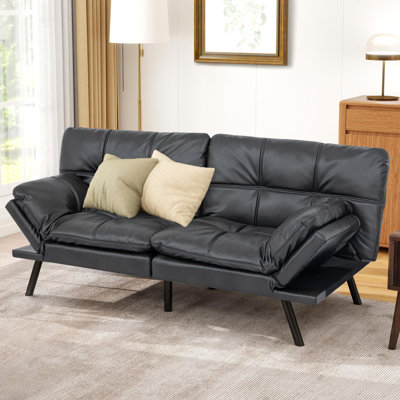 Futon Sofa Bed, Blue Armless Futon Sleeper Sofa Loveseat Convertible Memory Foam Couch Bed For Small Compact Living Spaces,Apartment