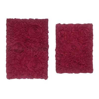 Schoenberger 2-Piece 100% Cotton Bath Rug with Spray Latex Non-Slip Backing Set