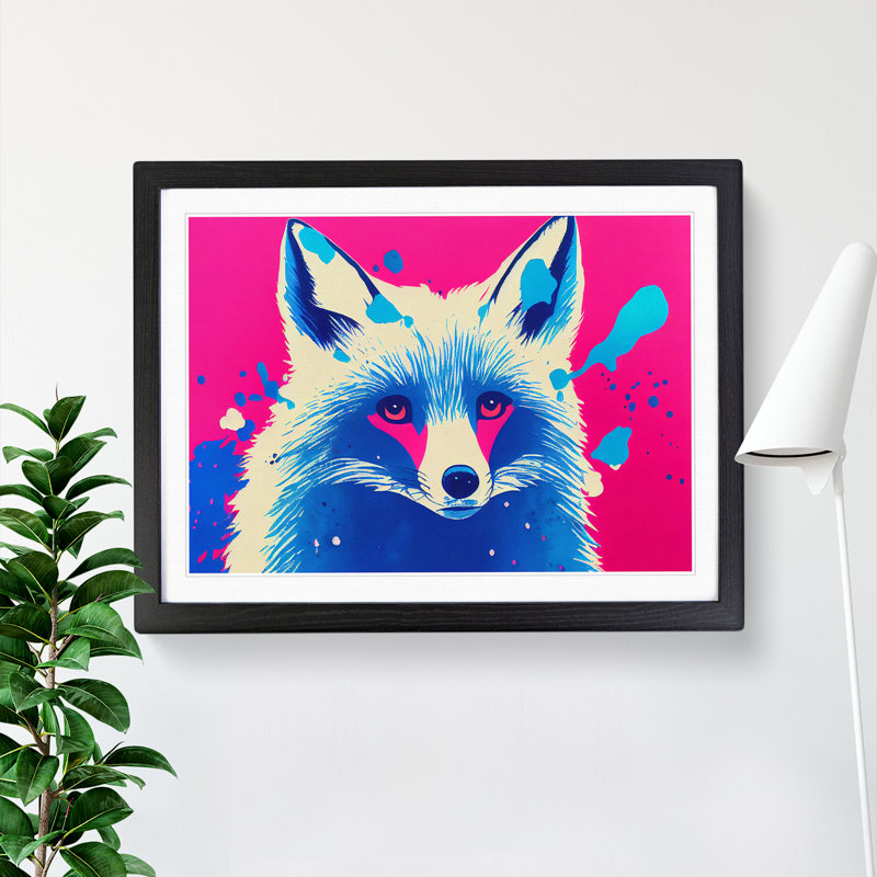 Fox Splatter Vol.1 Abstract - Single Picture Frame Painting, Black Framed, 46cm H x 64cm W x 2cm D
