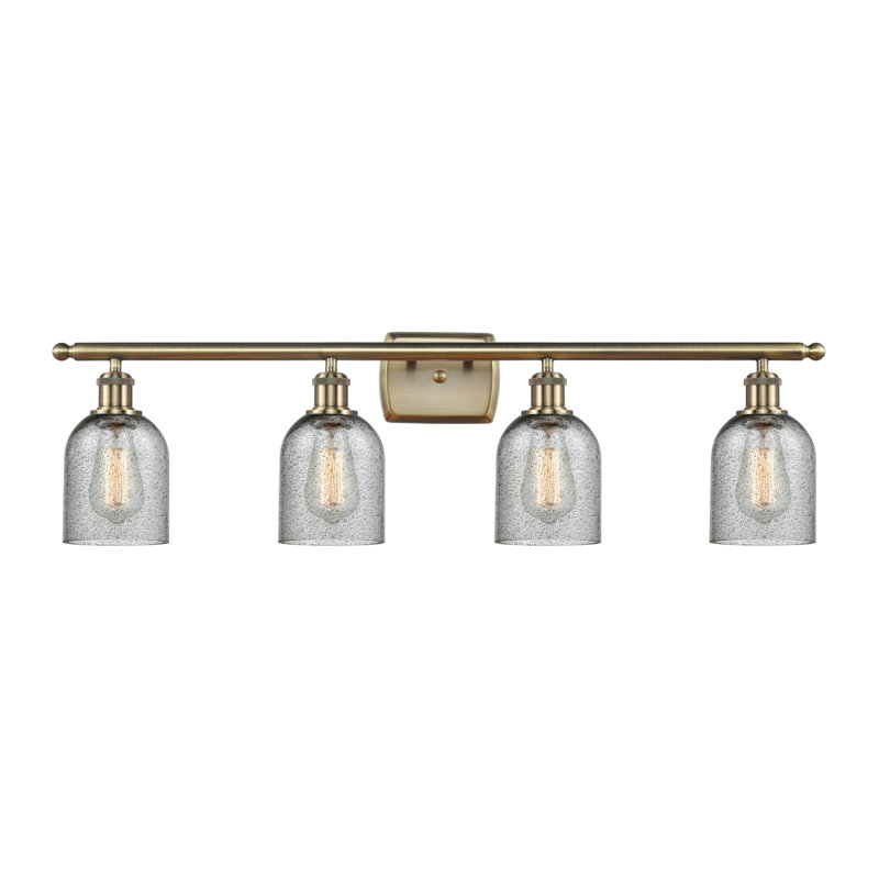 Éclairage pour meuble-lavabo 4 lumières à intensité variable en laiton antique Winegar, Incandescent, Anthracite