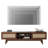 Rattan TV Stand, Wood TV Stand with Storage, Mid Century Modern TV Stands for Living Room, Boho Media Console, Entertainment Center with Cable Management