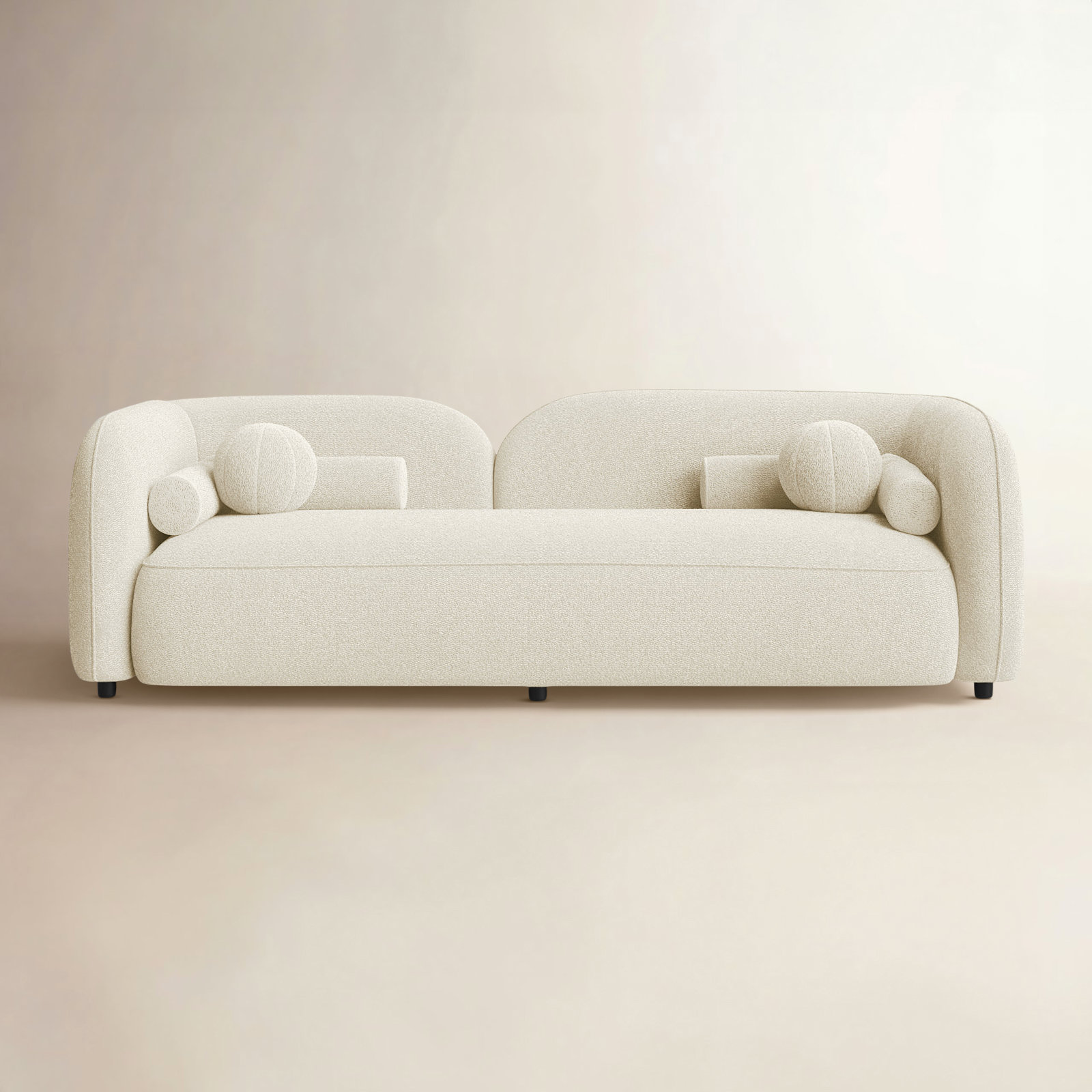 Katrien 93'' Upholstered Sofa, Ivory Boucle