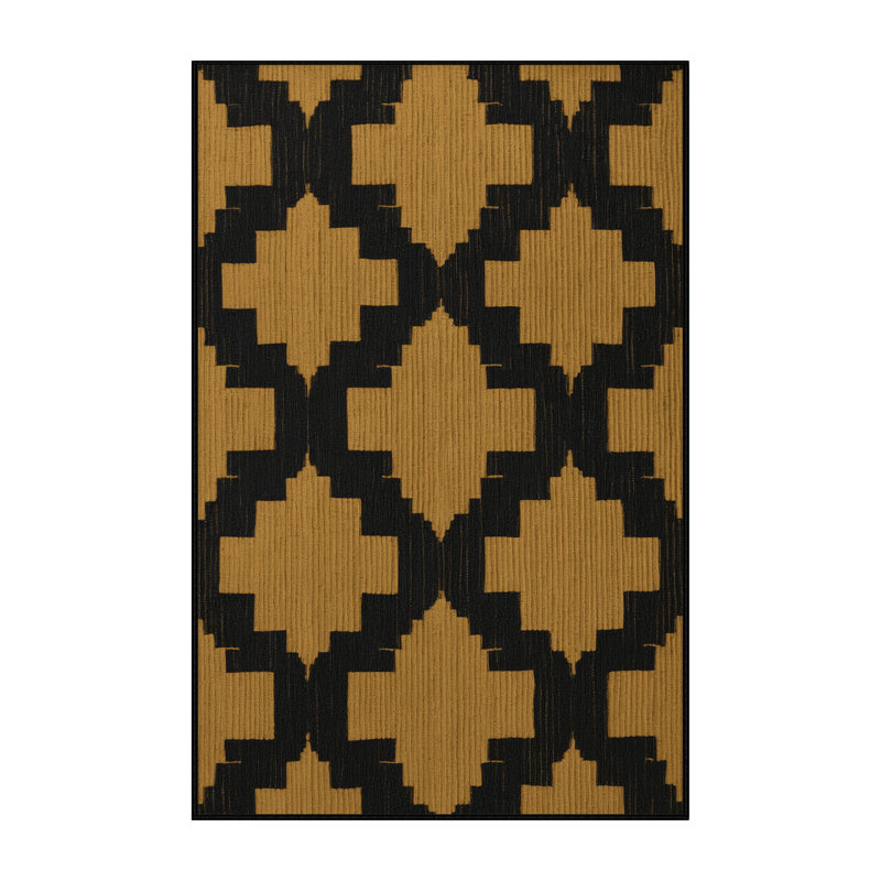 Tapis noir en treillis lavable à la machine, Rectangulaire 8 pi x 10 pi
