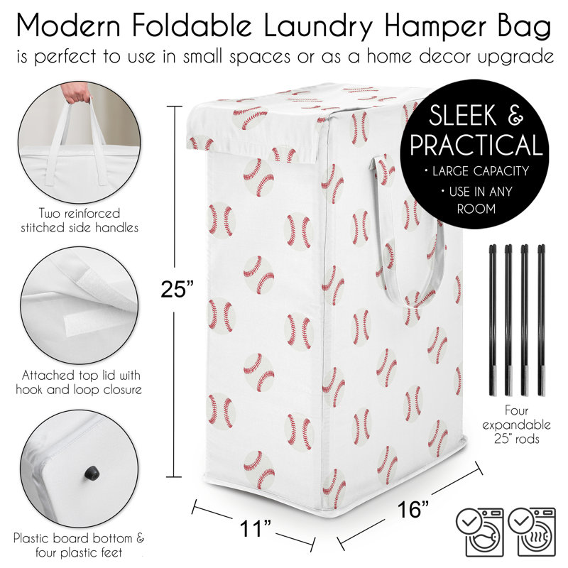 Baseball Patch Foldable Laundry Hamper with Handles by Sweet Jojo Designs