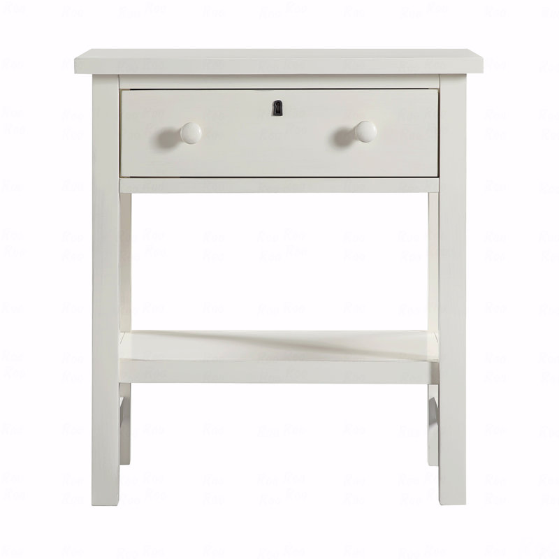 1-Drawer Storage Bedroom Nightstand, White