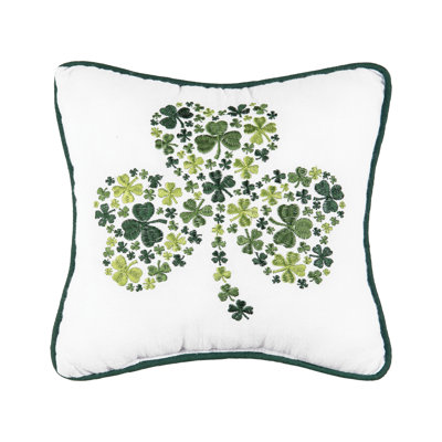 Irish Shamrock Embroidered Throw Pillow St. Patrick's Day Themed