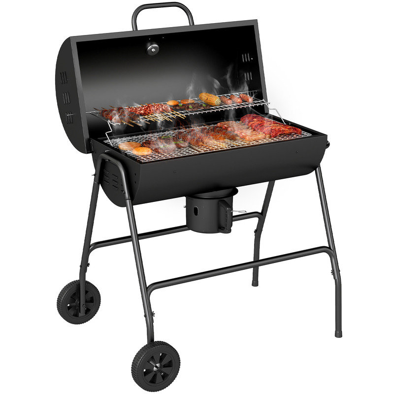 CLIY 95cm W Barrel Charcoal Grill