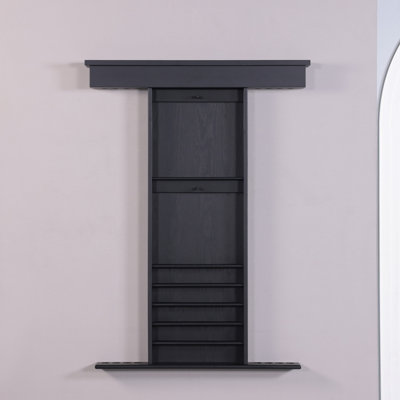 Arden American Ash Wood Wall-Mounted Pool Cue Rack - Black Ash