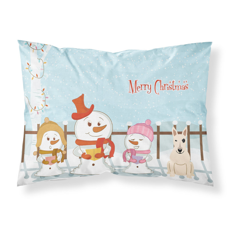 Taie d'oreiller Merry Christmas Merry Christmas, Bull terrier blanc et choristes
