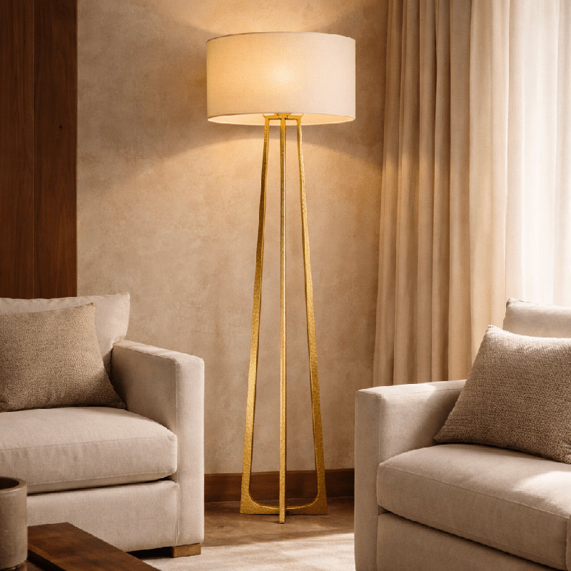 Tressara Aged Brass Hammered Floor Lamp