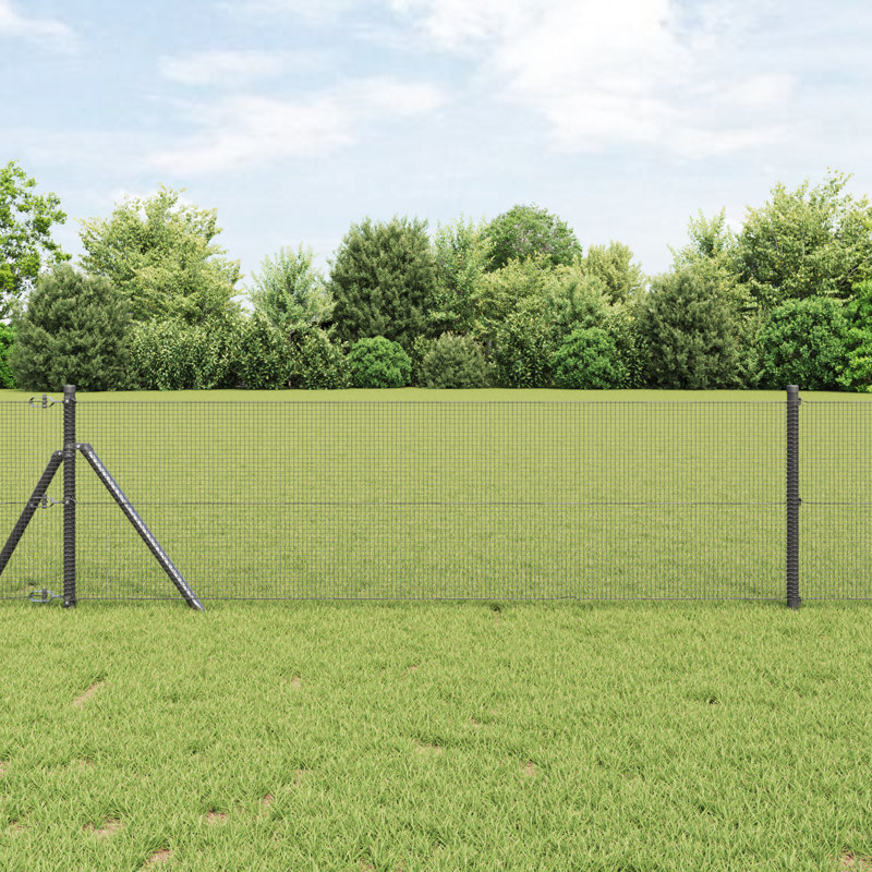 Welded Wire Fence Galvanised Steel, Grey, 60cm H x 1000cm W