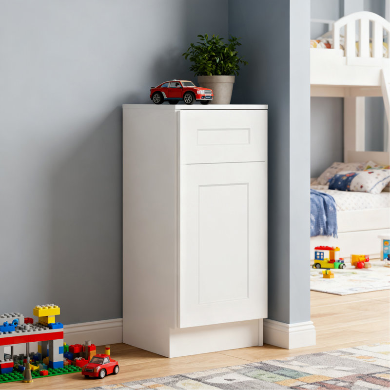 Armoire de base 12 po Shaker avec porte à fermeture en douceur, tiroir, unité en bois massif compacte avec tablette réglable pour la cuisine, la salle de bain, la buanderie et le garage (l 12 po x P 24 po x H 34,5 po)