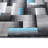 Modern Blue and Gray Geometric Style Color Blocked Indoor Area Rug-1491691159