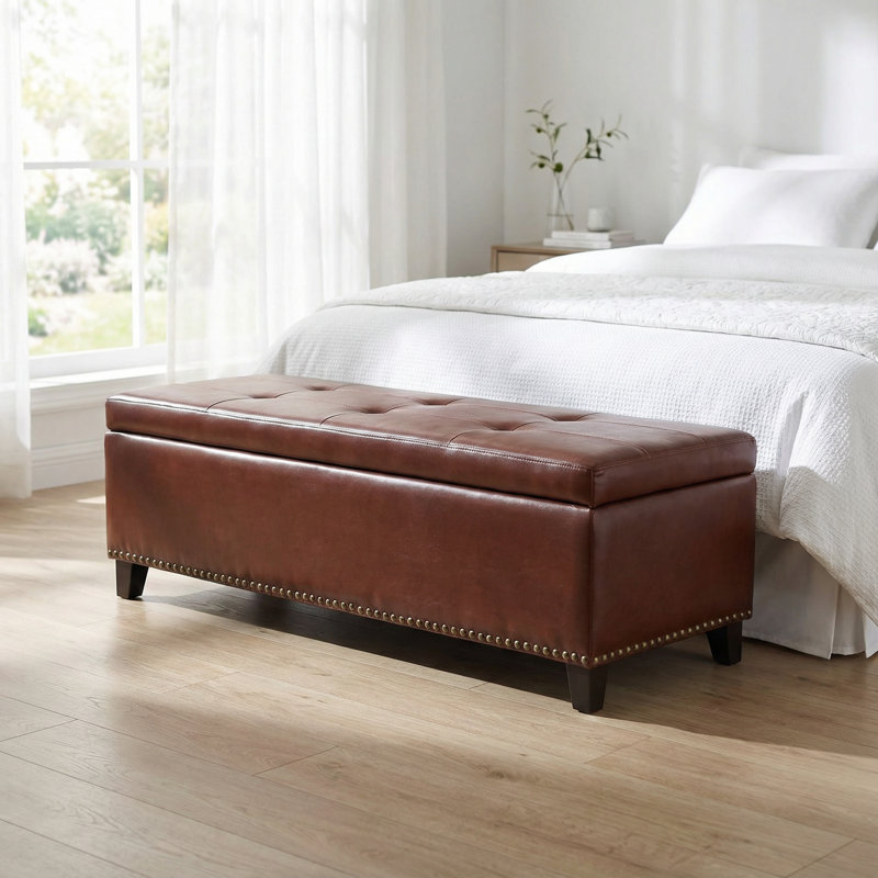 Grand banc de repose-pieds rembourré avec couvercle à charnière et repose-pieds multifonctionnel pour les meubles de salon et de chambre à coucher