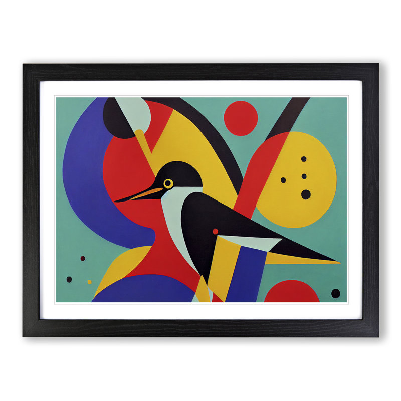 Abstract Kingfisher Bird Vol.3 - Framed Print, Black, 46cm H x 64cm W x 2cm D