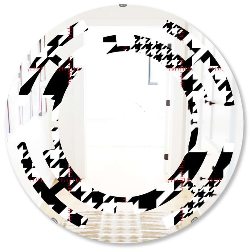 Miroir mural sans cadre moderne space classic houndstooth pattern, 31,5 po x 31,5 po