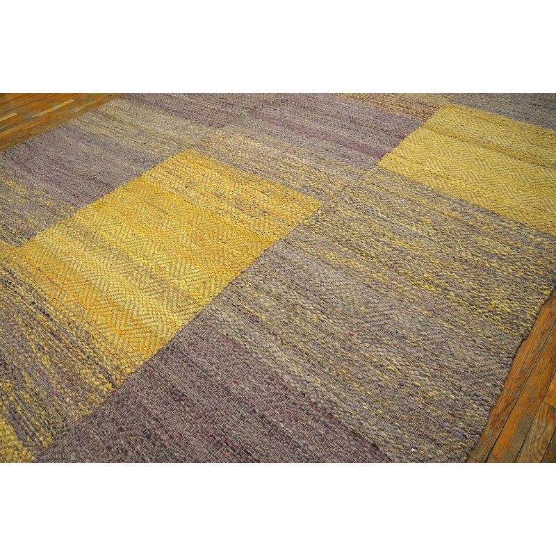 Contemporary Shaker Style Flat-Weave Rug — Gray & Yellow Combination 8'9" x 12'0"