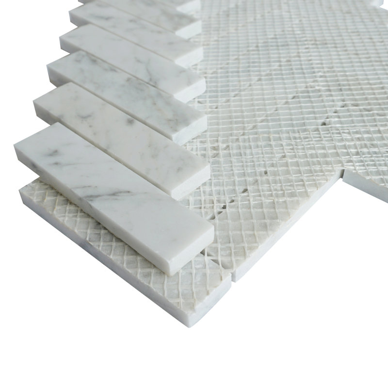 Polished Marble Herringbone / Chevron Mosaic Wall & Floor Tile