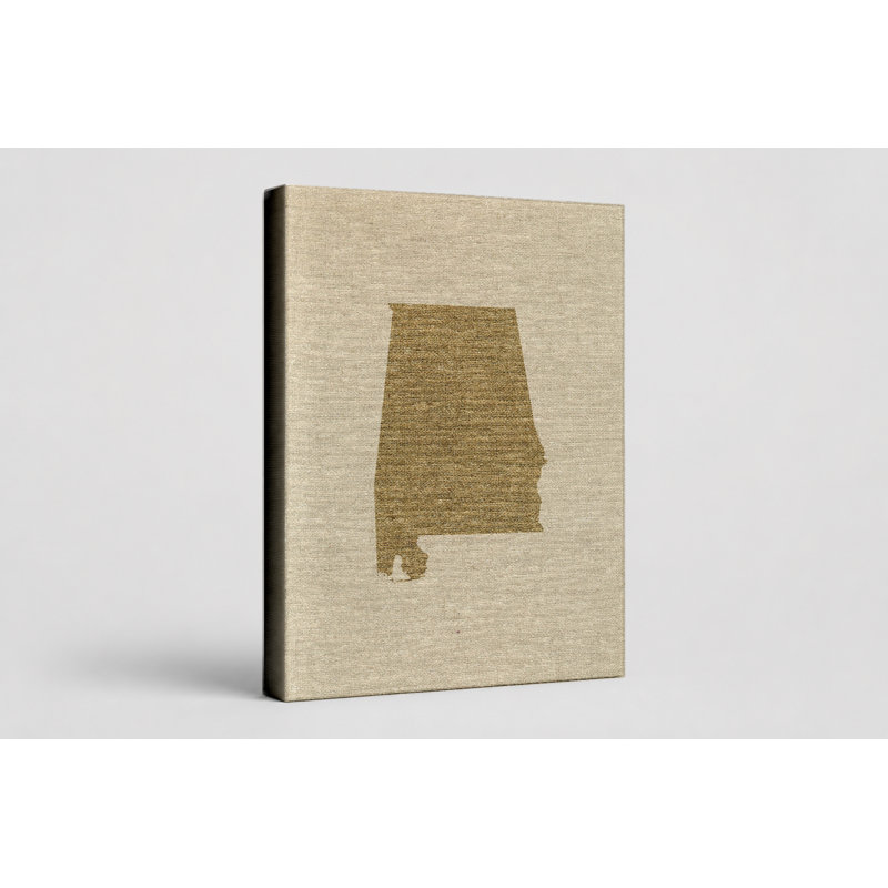 Alabama State Silhouette - Portrait, art mural sur toile, 11" W x 14" H