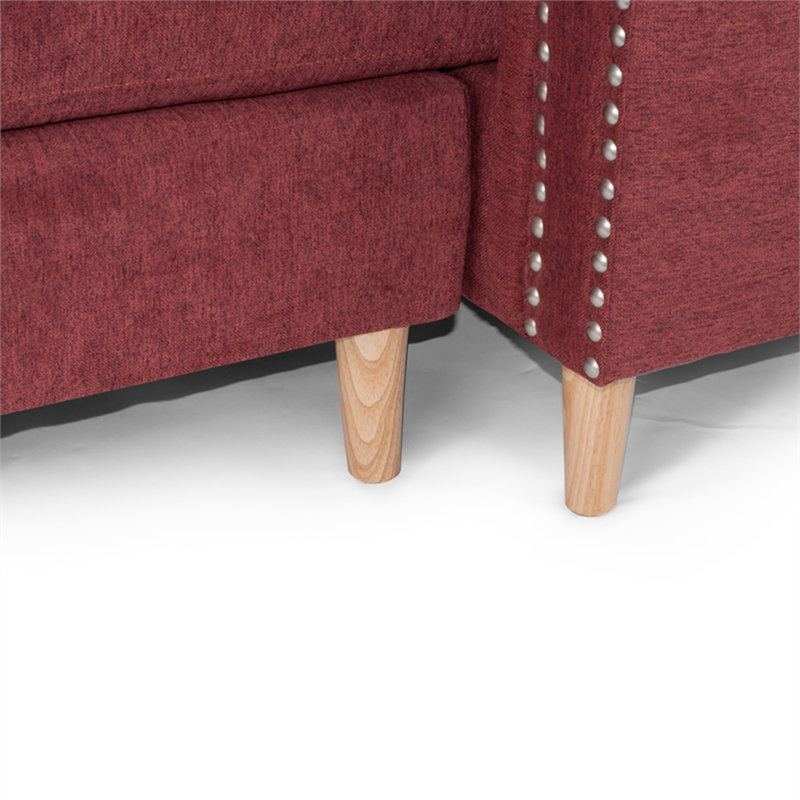 Ensemble de canapé modulaire réversible en polyfibre Paparika, Rouge