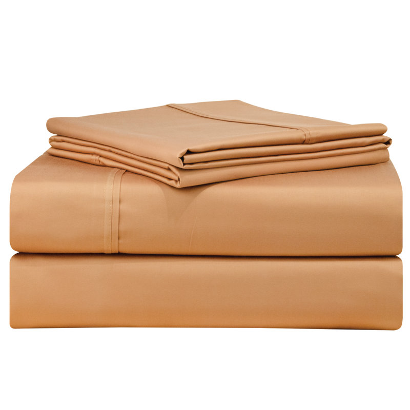 Ensemble de draps 100% coton 500 fils, Ensemble de draps pour très grand lit californien, Chocolat