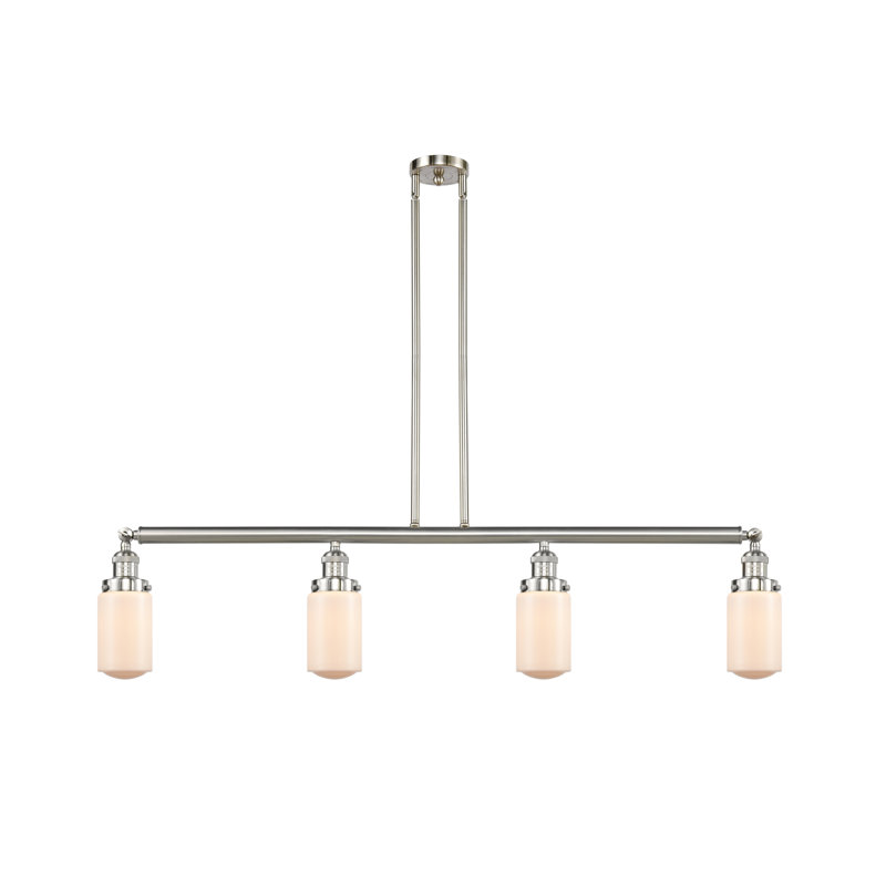 Luminaire suspendu linéaire pour îlot de cuisine 4 lumières Lemoine, DEL, Chrome poli, Transparent