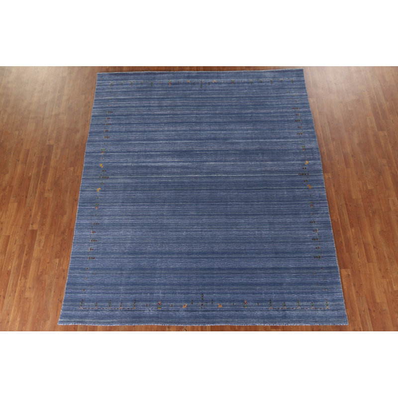 Tapis rayé bleu Gabbeh 8 x 10