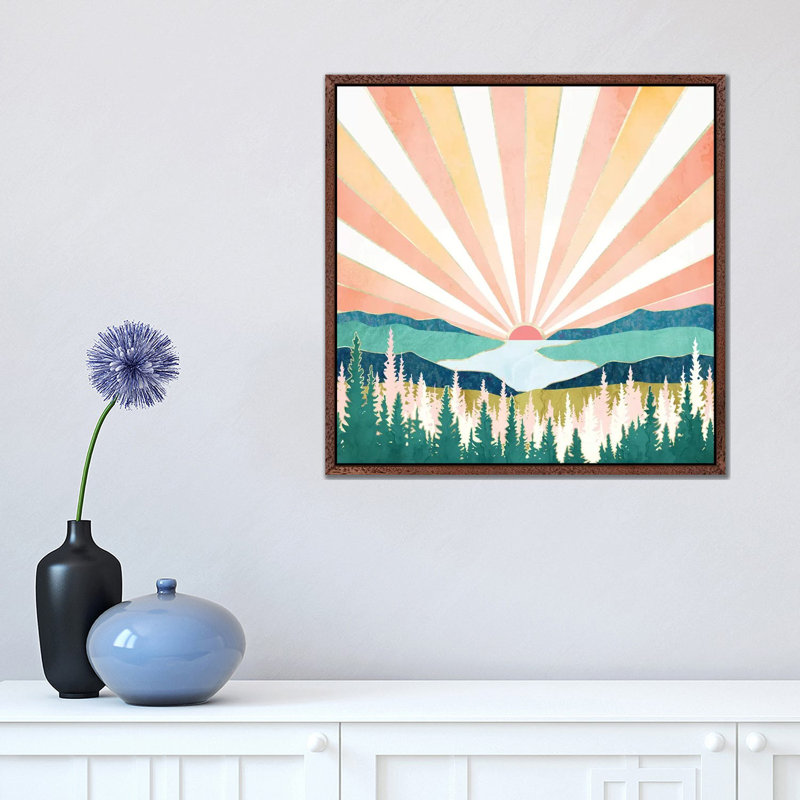 Summer Sunset - Print on Canvas, 66.04 cm H x 66.04 cm W, Brown Framed