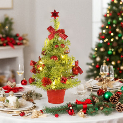 Arbre de Noël de 18 pouces avec arbre de Noël pour table et base de panier